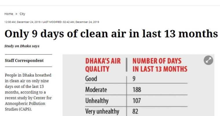 深刻な大気汚染－きれいな空気は過去13か月間で9日間のみ－