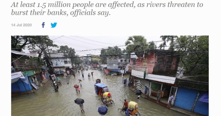 バングラデシュの洪水被害、国土の3分の1が浸水、150万人以上に影響