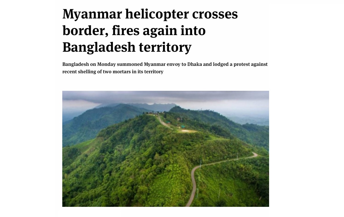 ミャンマー軍がバングラデシュ南東部丘陵地に発砲