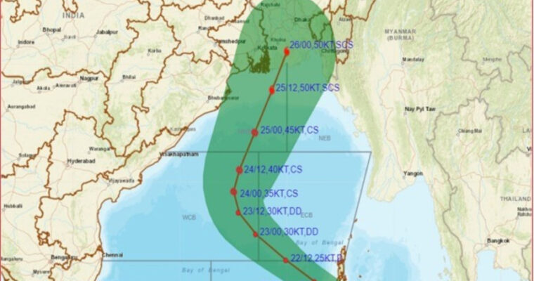 サイクロンがバングラデシュに接近中！！１０月２５日頃にバングラ沿岸部上陸か