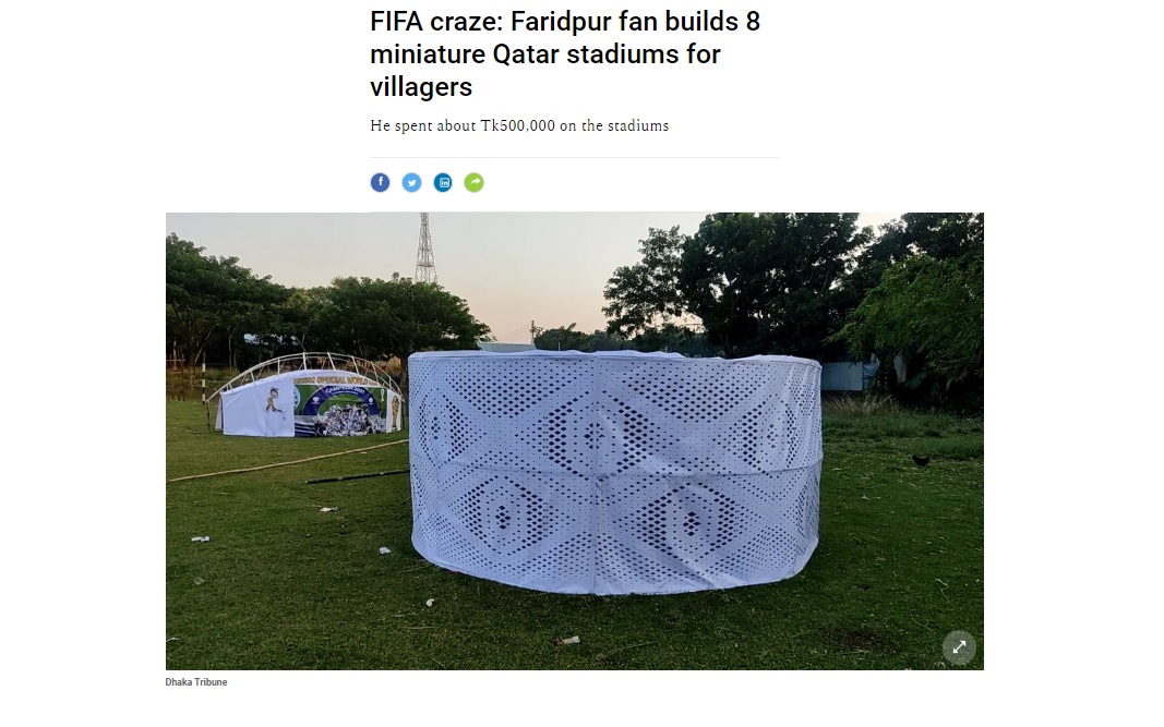 バングラデシュ人が、カタールW杯のミニチュア版スタジアムを手作り 「カタールで試合を見ているような気分を味わって」